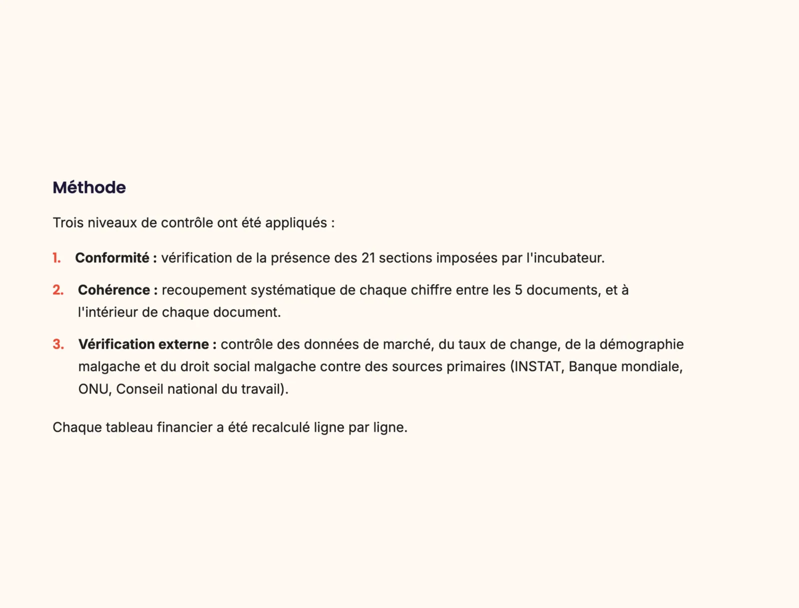 Projet Biocycle Madagascar, audit du business plan